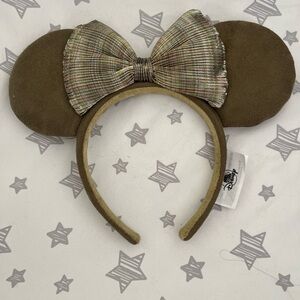 Olive Green Mouse Ear Headband with Bow